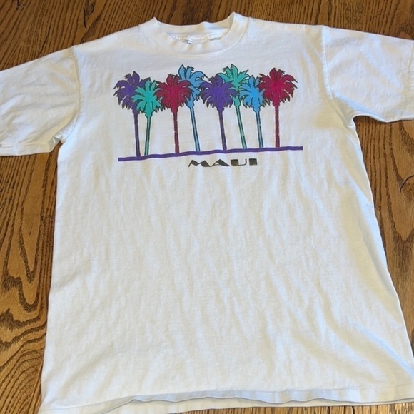 Maui Hawaii Vintage USA Made Palm Tree Graphic T-Shirt - Picture 1 of 11